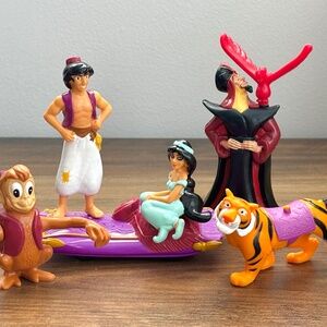 VINTAGE Burger King Toys 1992 DISNEY ALADDIN JASMINE ABU RAJAH JAFAR Figures